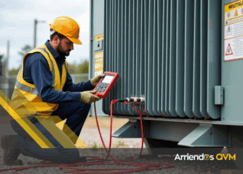 Ingeniero realizando prueba TTR con Megger TTR-330 en subestación eléctrica para diagnosticar transformador.